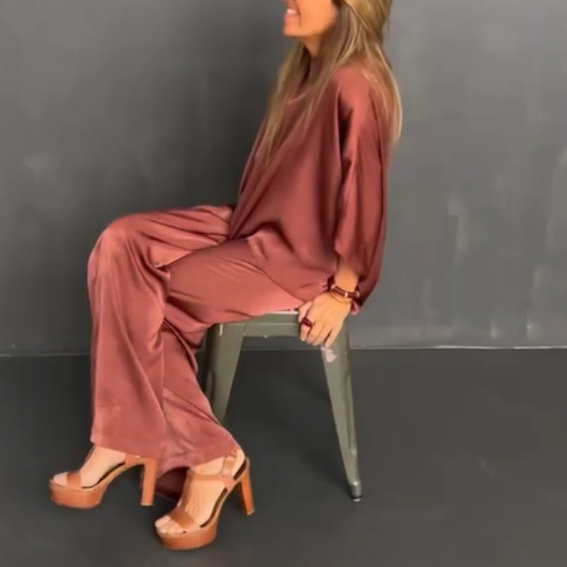 🎁Hot sale 50% OFF✨🔥Women's Loose Solid Color Bat-Sleeved 2-Piece Set