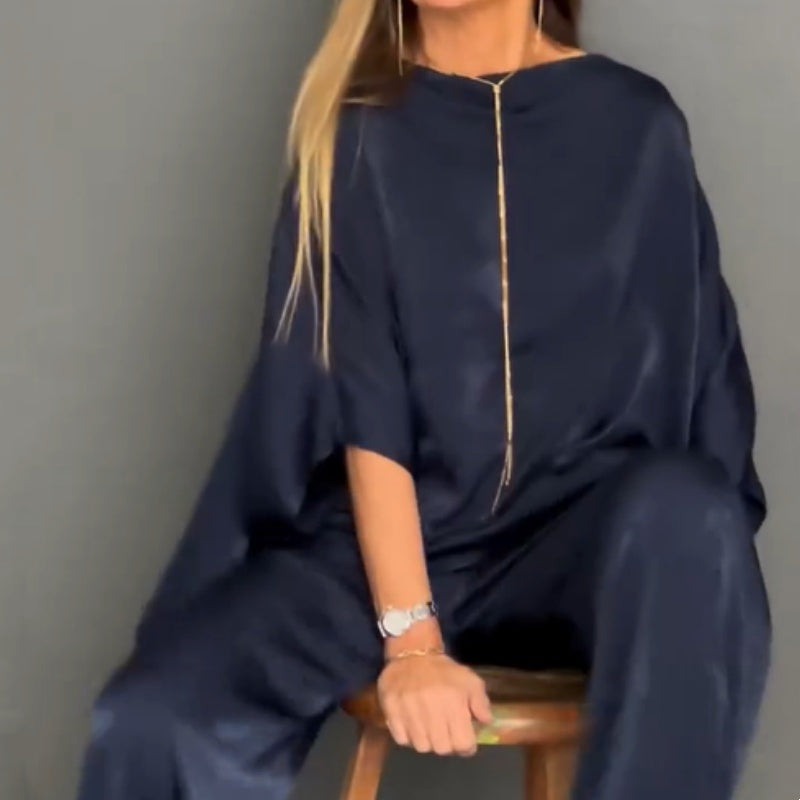 🎁Hot sale 50% OFF✨🔥Women's Loose Solid Color Bat-Sleeved 2-Piece Set