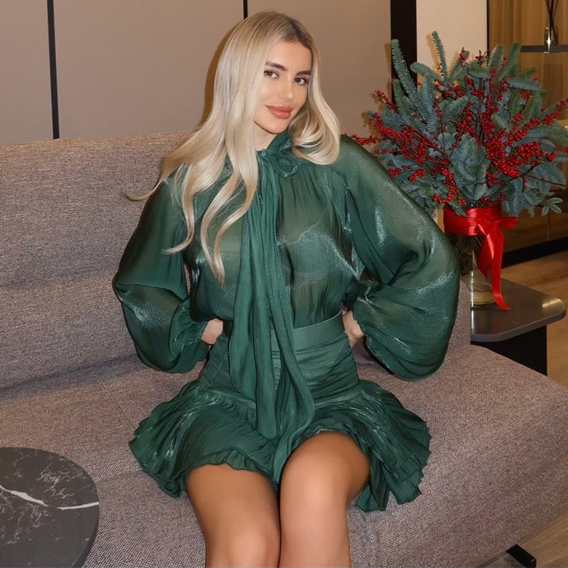 🎀Limited Time 60% OFF🎀 Fashion Bowknot Top High Waist Half-body Skirt Casual Set - Elegant bow design, high-waist cut, perfect for a stylish summer look!
