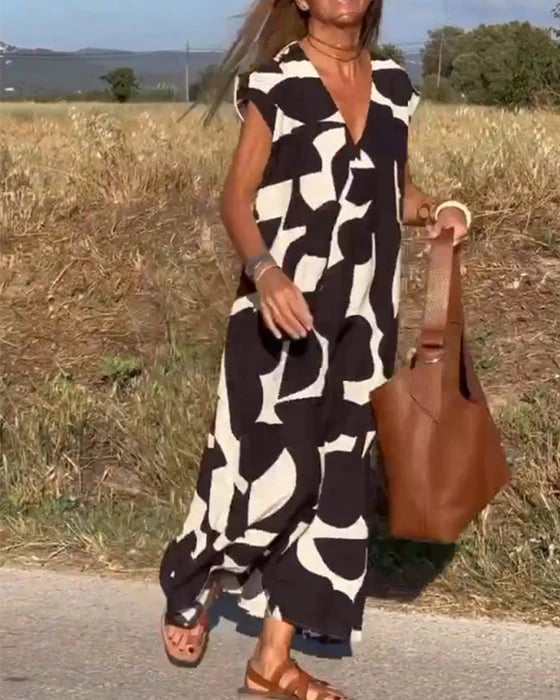 🎁Mother's Day Hot Sale 63%🔥V-Neck Print Dress