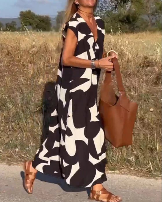 🎁Mother's Day Hot Sale 63%🔥V-Neck Print Dress