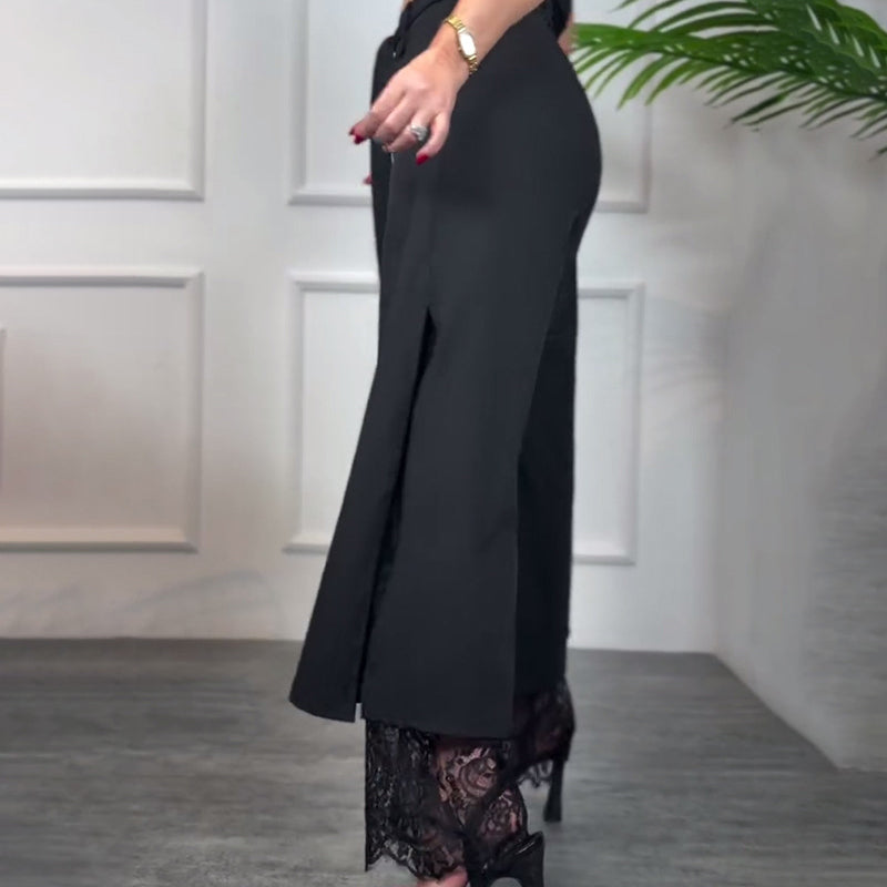 💋🎉Meet Goddess Day 50% OFF🌹 Women's Sexy Lace Lined Wide Leg Pants - Elegant Lace, Stylish Cut, Show Off Your Charming Curves!