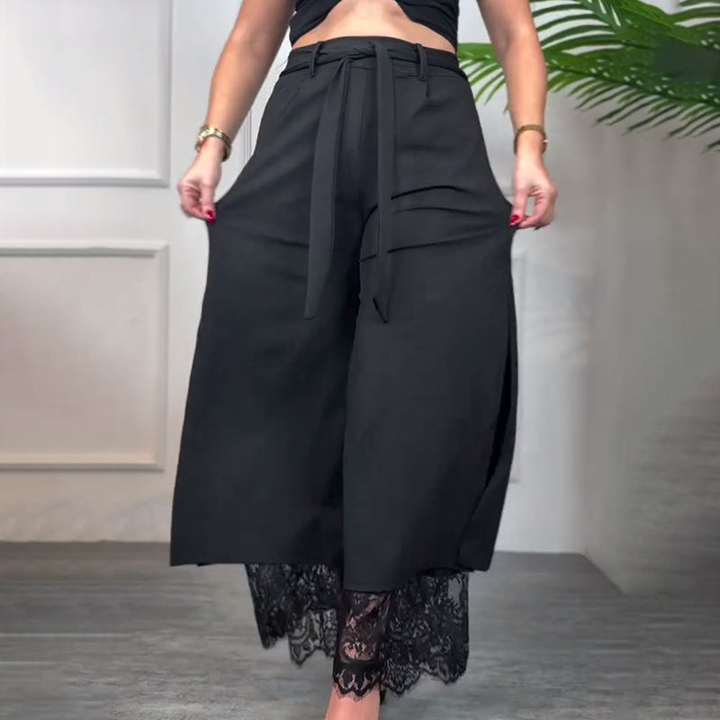 💋🎉Meet Goddess Day 50% OFF🌹 Women's Sexy Lace Lined Wide Leg Pants - Elegant Lace, Stylish Cut, Show Off Your Charming Curves!