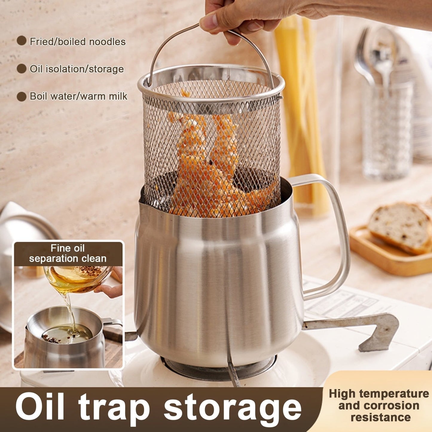💥HOT SALE 2025💥2-in-1 304 Stainless Steel Multifunctional Oil Strainer Pot