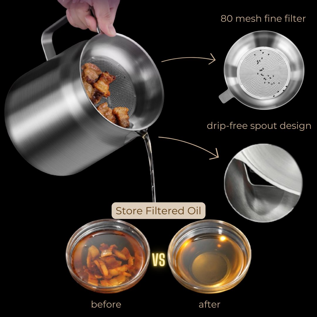 💥HOT SALE 2025💥2-in-1 304 Stainless Steel Multifunctional Oil Strainer Pot