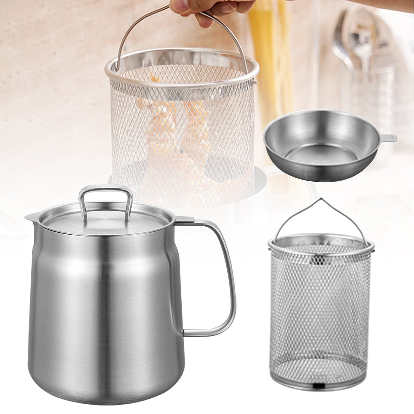 💥HOT SALE 2025💥2-in-1 304 Stainless Steel Multifunctional Oil Strainer Pot