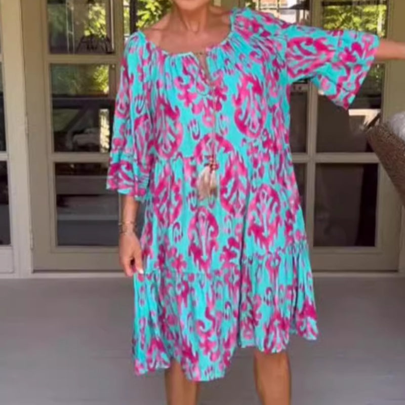 🔥 Limited time 50% off! 🔥Women's Loose Fit Ruffle Hem Midi Dress