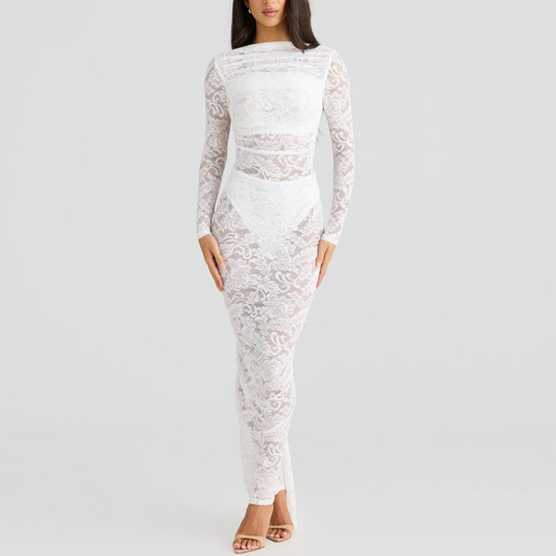 🌹👗Limited Time 50% OFF💃 Sexy Backless Lace Maxi Dresses - Graceful lace, sexy backless design, perfect for summer vibes!