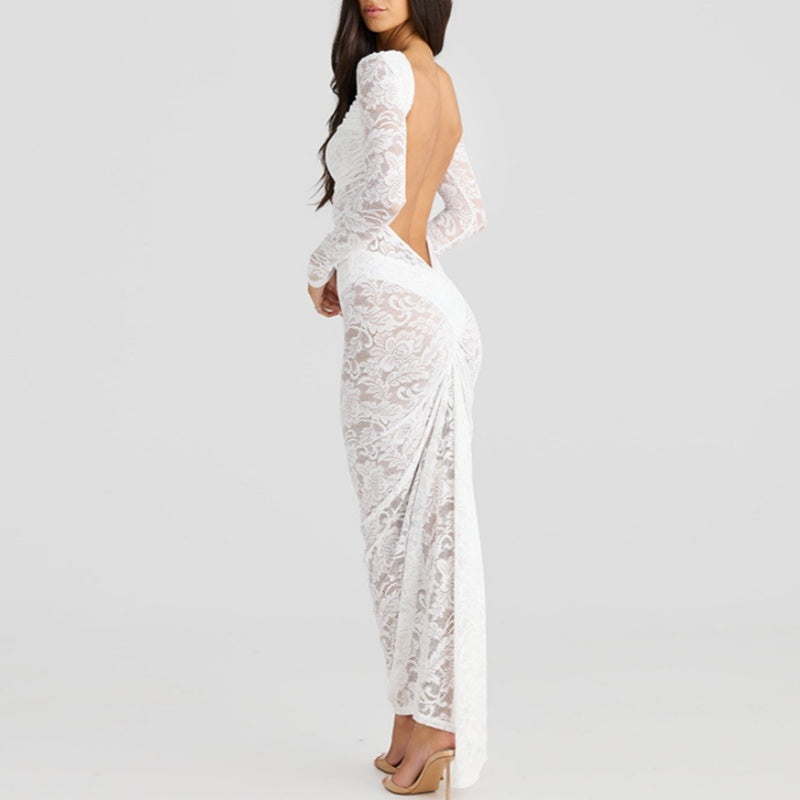 🌹👗Limited Time 50% OFF💃 Sexy Backless Lace Maxi Dresses - Graceful lace, sexy backless design, perfect for summer vibes!