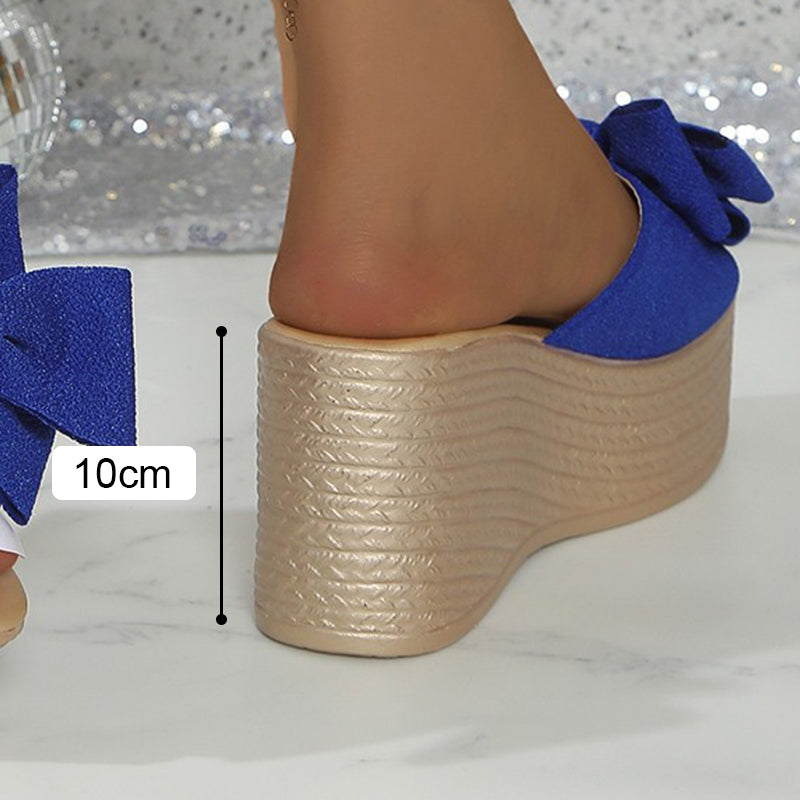 💕Limited Sale 50% OFF💕Women's Bow Thick Sole Wedge Slippers