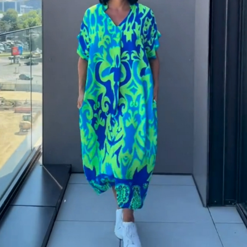 💜Limited Sale 52% OFF 👗Women's Casual Elegant Printed V-Neck Dress
