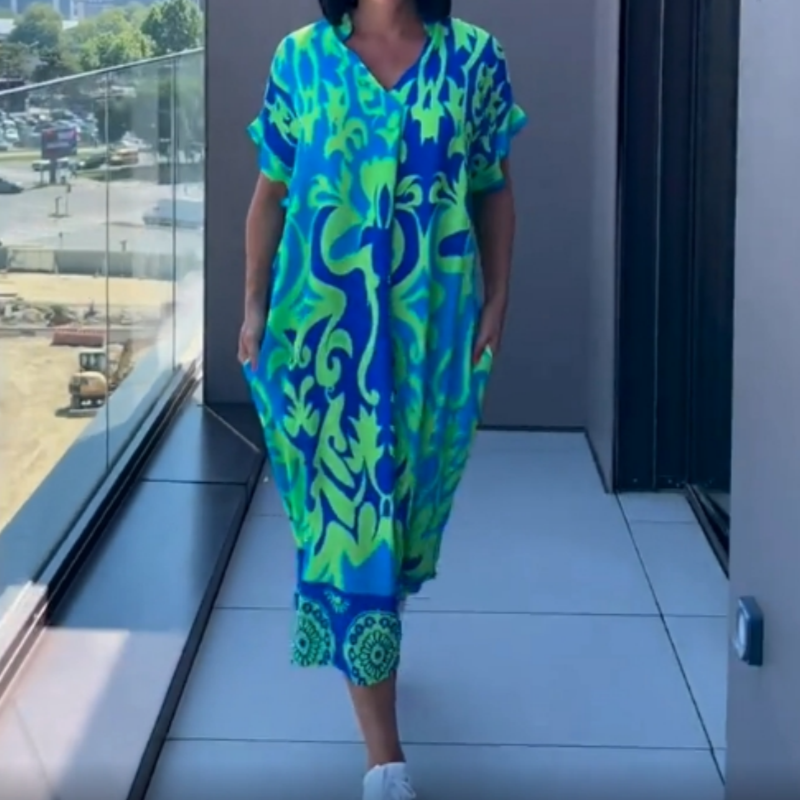 💜Limited Sale 52% OFF 👗Women's Casual Elegant Printed V-Neck Dress