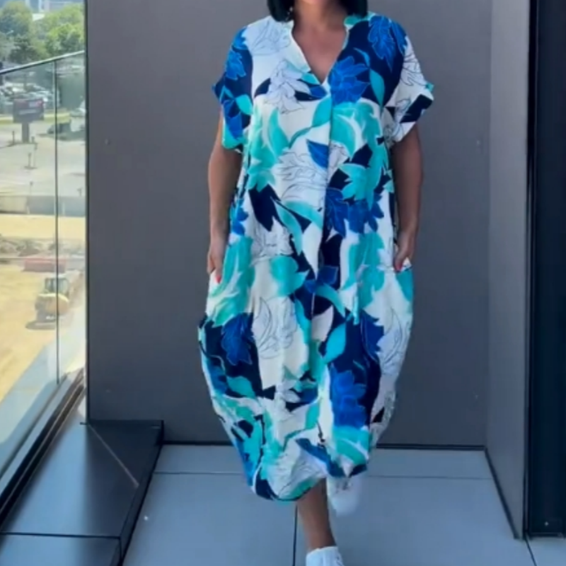 💜Limited Sale 52% OFF 👗Women's Casual Elegant Printed V-Neck Dress