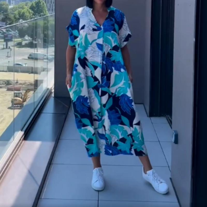 💜Limited Sale 52% OFF 👗Women's Casual Elegant Printed V-Neck Dress