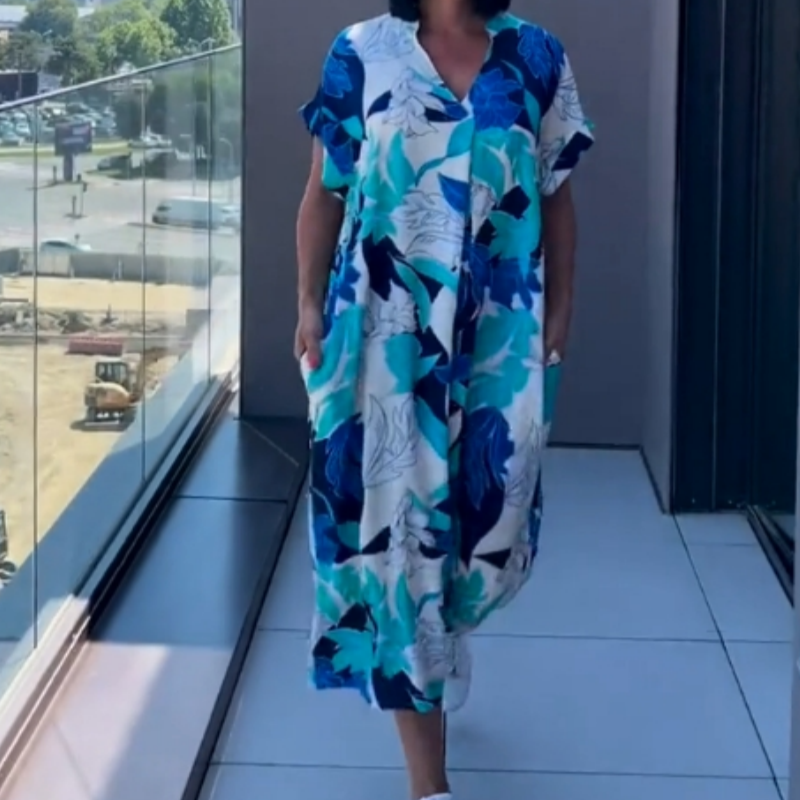 💜Limited Sale 52% OFF 👗Women's Casual Elegant Printed V-Neck Dress