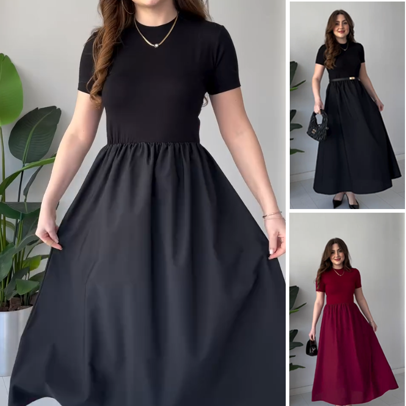 💖HOT SALE💖 Women's Elegant Short Sleeve High Waist Maxi Dress