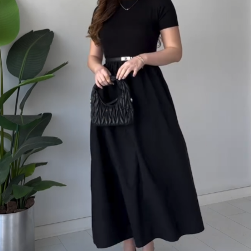 💖HOT SALE💖 Women's Elegant Short Sleeve High Waist Maxi Dress