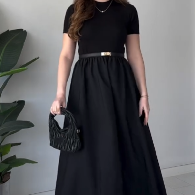 💖HOT SALE💖 Women's Elegant Short Sleeve High Waist Maxi Dress