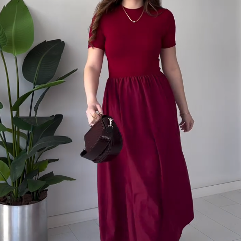 💖HOT SALE💖 Women's Elegant Short Sleeve High Waist Maxi Dress