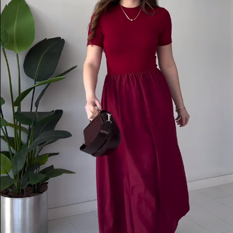 💖HOT SALE💖 Women's Elegant Short Sleeve High Waist Maxi Dress