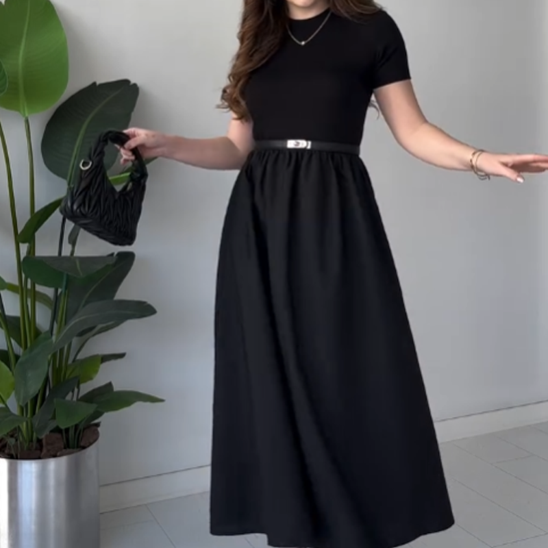 💖HOT SALE💖 Women's Elegant Short Sleeve High Waist Maxi Dress