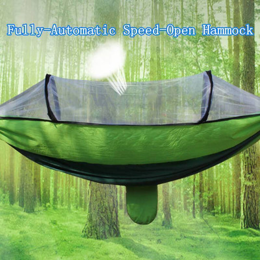 🛏️🏕️Vollautomatische Speed-Open-Hängematte mit Netz 🦟🔥 Sommer-Sale: Jetzt 50 % Rabatt! 🌿
