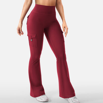 📢📢50%Rabatt!!!🎉✨Hoch taillierte, ausgestellte Yogahose für Damen mit Taschen