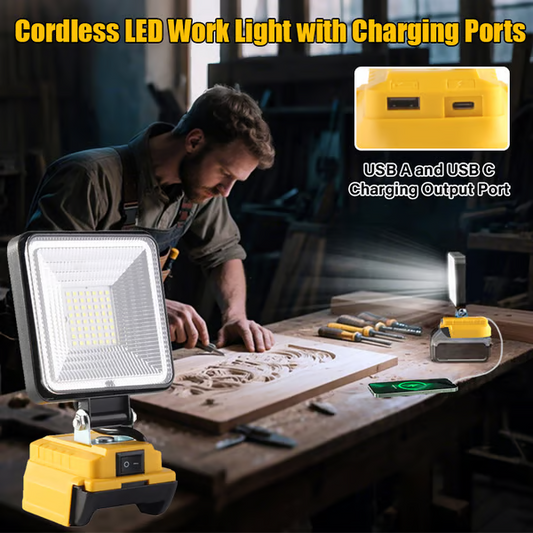 ⚡3000LM kabellose LED-Arbeitsleuchte mit Ladeanschlüssen