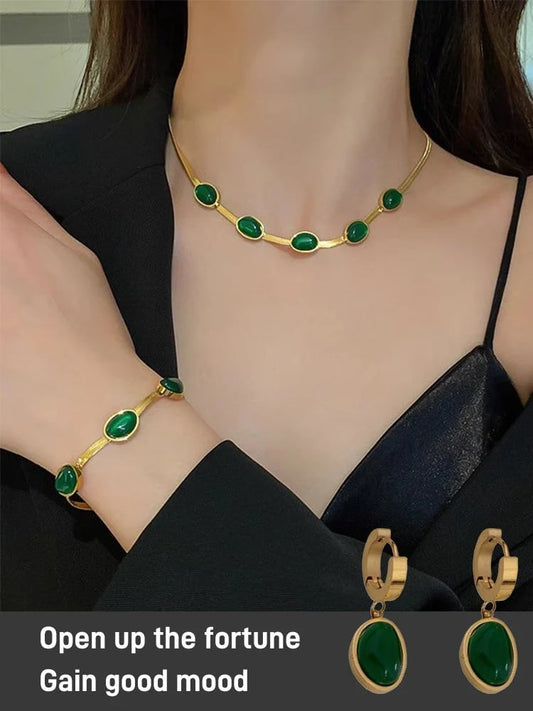 🔥Mother's Day Promotion Ultimate Elegance--Jade bracelet, earrings and necklace set