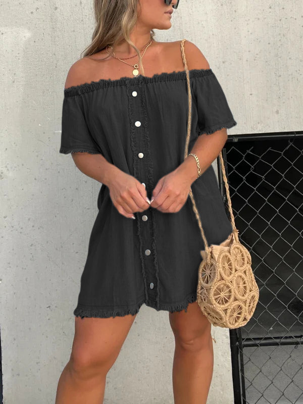 🔥HOT SALE-50% OFF💝Short Sleeve Casual Denim Dress