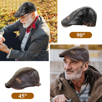 🎁🎄Best christmas gift🔥Give the elders a warm winter🍃Plush leather beret