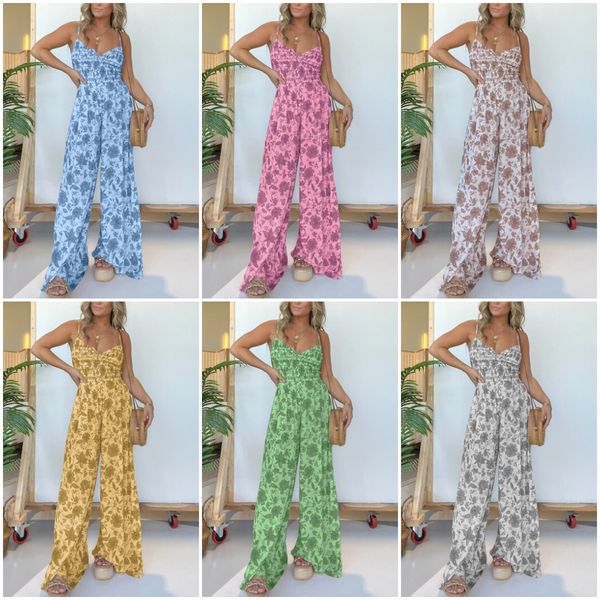 🔥Hot Sale 55% OFF🔥Floral Suspender Wide-Leg Jumpsuit