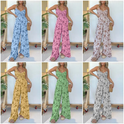 🔥Hot Sale 55% OFF🔥Floral Suspender Wide-Leg Jumpsuit