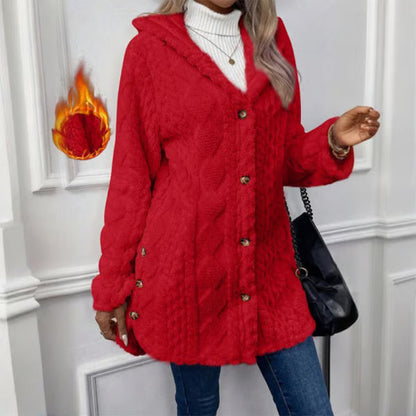 🎅 Festliche Vorratssale🧥Damen warme Jacke mit Kapuze und Rautenmuster🎁