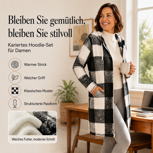 🍂🧥50%Rabatt!!!🛍️✨Karierte Kapuzenjacke für Damen mit Reißverschluss✈Versandkostenfrei