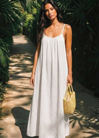 👗 58% RABATT! 💃 Einfarbiges Rückenfreies Cami-Kleid für Damen – Leicht, Luftiger Schnitt & Perfekt Für Den Sommer ☀️