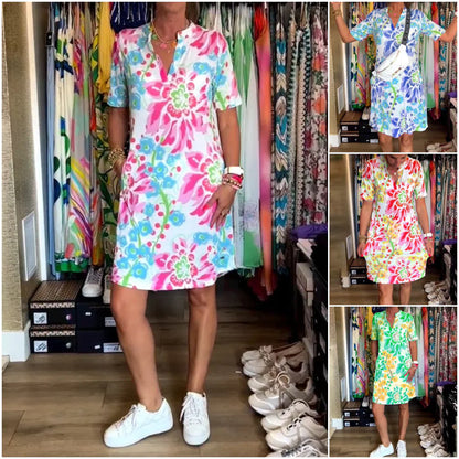 🔥Last Day Promotion 58% OFF -💃 Short Sleeved Dress With Floral Print