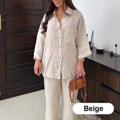 🔥Hot Sale 51% OFF🔥Women's Cotton Linen Shirt and Pants Set