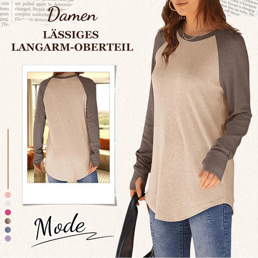 📢🎉50%Rabatt!!!🛍️✨Damen lässiges Langarm-Oberteil mit Rundhalsausschnitt