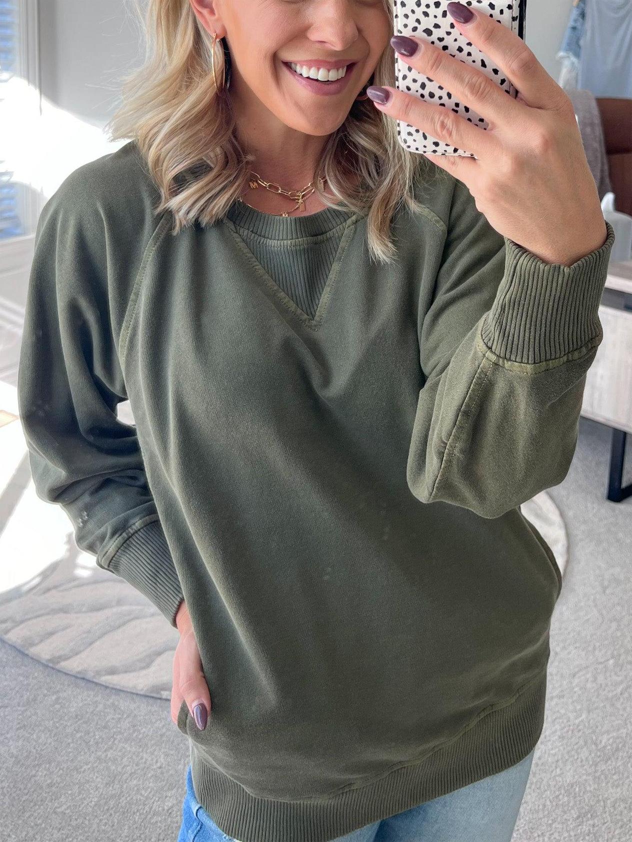 ✨HOT SALE 59% OFF🏆Women's Ribbed Accent Pocketed Pullover