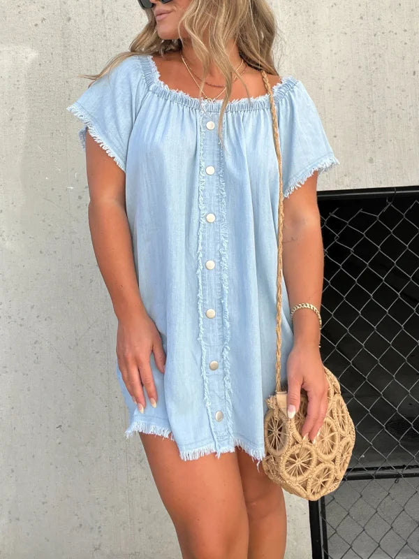 🔥HOT SALE-50% OFF💝Short Sleeve Casual Denim Dress