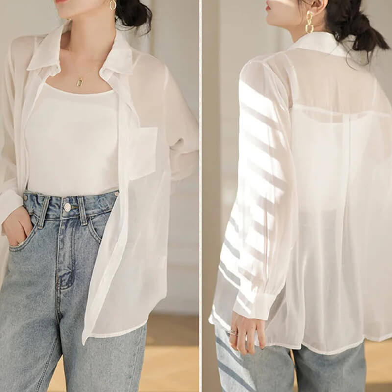 🦋Women's Sheer Mesh Button Sun Protection Shirt