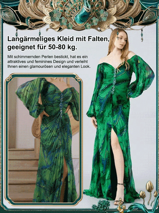 ✨👗 Neu! Party Lange Ärmel Gold Seidenkleider 💫💃 🔥 Limitierte Aktion – Nur für kurze Zeit zum Sonderpreis! 🎉