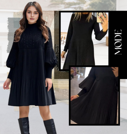 🌈Christmas Sales - 50% OFF🎉Women's Plus Size Lantern Sleeve Stand Collar Dress