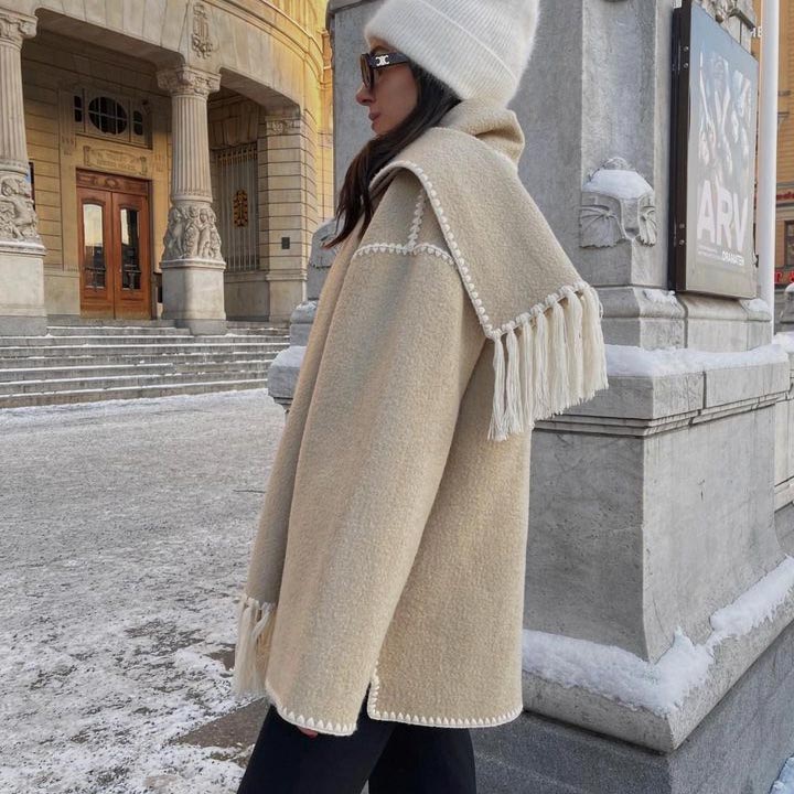 💥Hot Sale 57% OFF🔥Women’s Tassel Scarf Tweed Coat