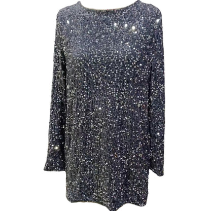 🔥Autumn Sale 50% OFF🎁 Gift Choice - Long Sleeve Loose Sequined Tie-back Dress