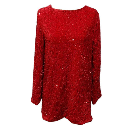 🔥Autumn Sale 50% OFF🎁 Gift Choice - Long Sleeve Loose Sequined Tie-back Dress