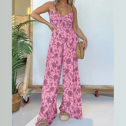 🔥Hot Sale 55% OFF🔥Floral Suspender Wide-Leg Jumpsuit