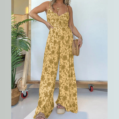 🔥Hot Sale 55% OFF🔥Floral Suspender Wide-Leg Jumpsuit