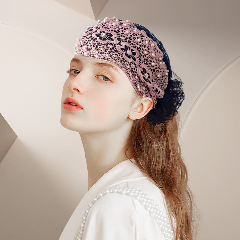 Ladies Floral Lace Headscarf